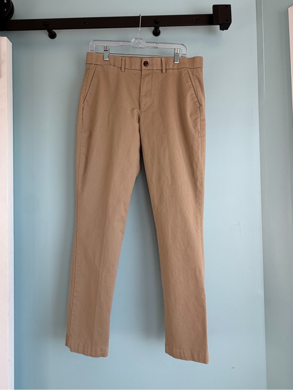 Gap Men’s Slim Fit Chino Pants 33x32 Khaki Tan Stretch Cotton Flat Front